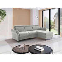 ECKSOFA GLENDALE E Hellgrau Flachgewebe Kopfteilverstellung  - Hellgrau/Schwarz, KONVENTIONELL, Textil/Metall (253/166cm) - Sit & More