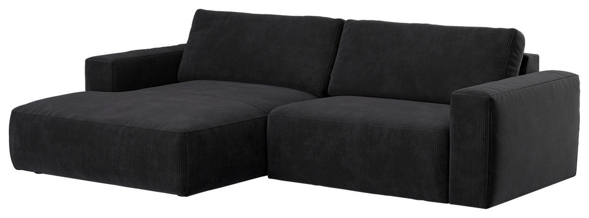 ECKSOFA Dunkelbraun Mikrofaser  - Dunkelbraun/Schwarz, MODERN, Kunststoff/Textil (175/283cm) - MID.YOU