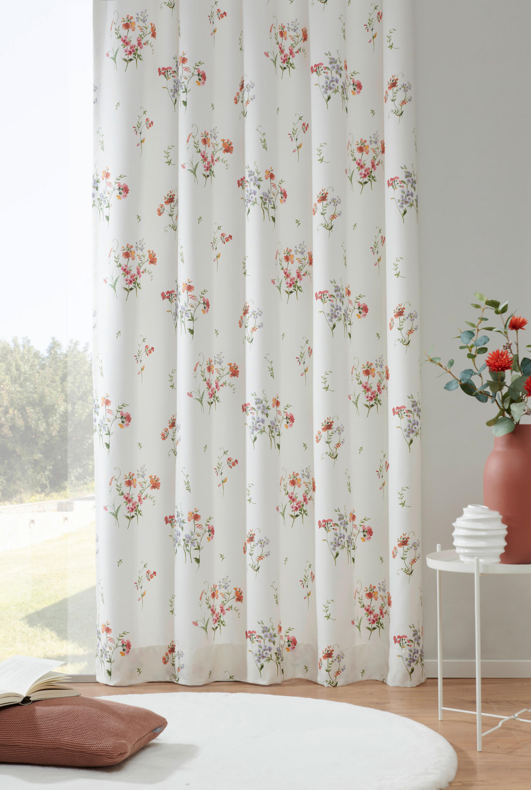 DEKOSTOFF per lfm blickdicht  - Rot/Weiß, Trend, Textil (145cm) - Landscape