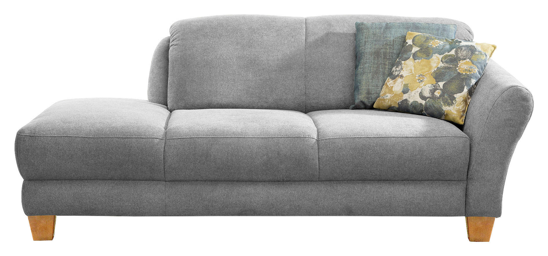 RÉCAMIERE in Flachgewebe Silberfarben - Silberfarben/Naturfarben, Konventionell, Holz/Textil (194/84/91cm) - Sit & More