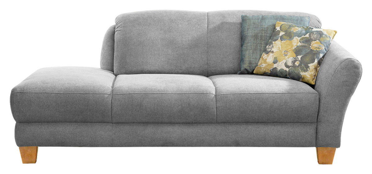 RÉCAMIERE in Flachgewebe Silberfarben  - Silberfarben/Naturfarben, KONVENTIONELL, Holz/Textil (194/84/91cm) - Sit & More