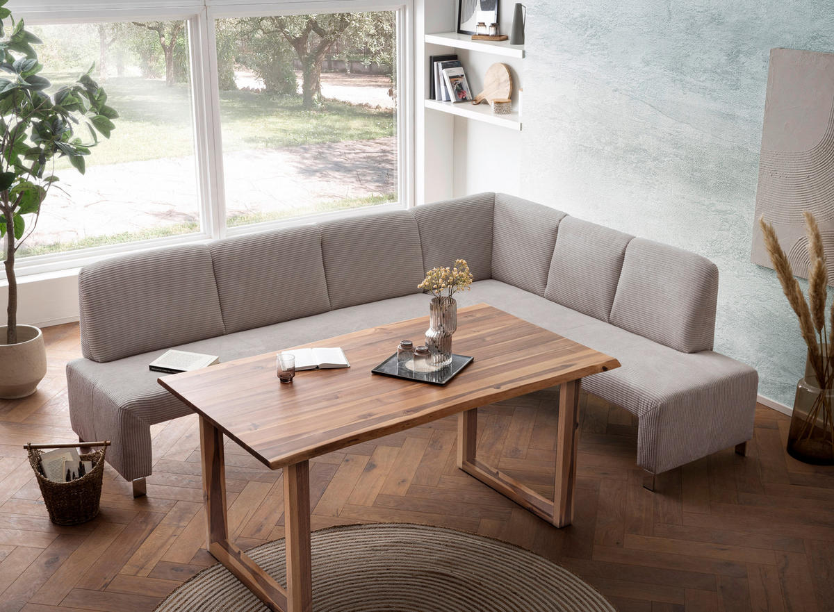 KLUPA KUTNA  svijetlo smeđa, cappuccino  drvo, tekstil, drvni materijal      - srebrne boje/svijetlo smeđa, Moderno, drvni materijal/drvo (264/197cm) - Livetastic