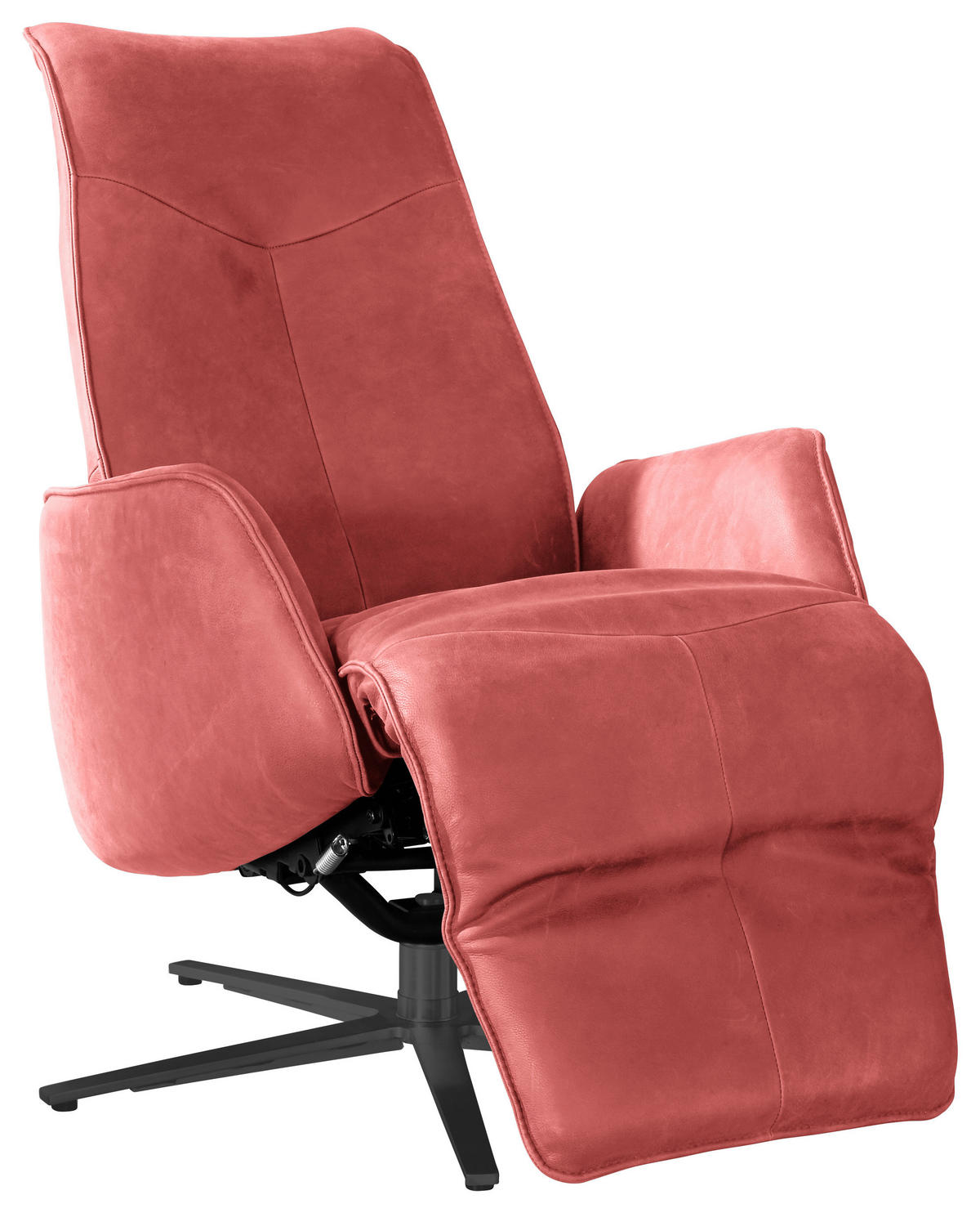 RELAXSESSEL in Leder Rot  - Anthrazit/Rot, Design, Leder/Metall (71/114/84cm) - Johann Jakob
