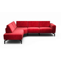 ECKSOFA Cosy Rot Samt  - Rot/Schwarz, Design, Textil/Metall (193/256cm) - SENSOO