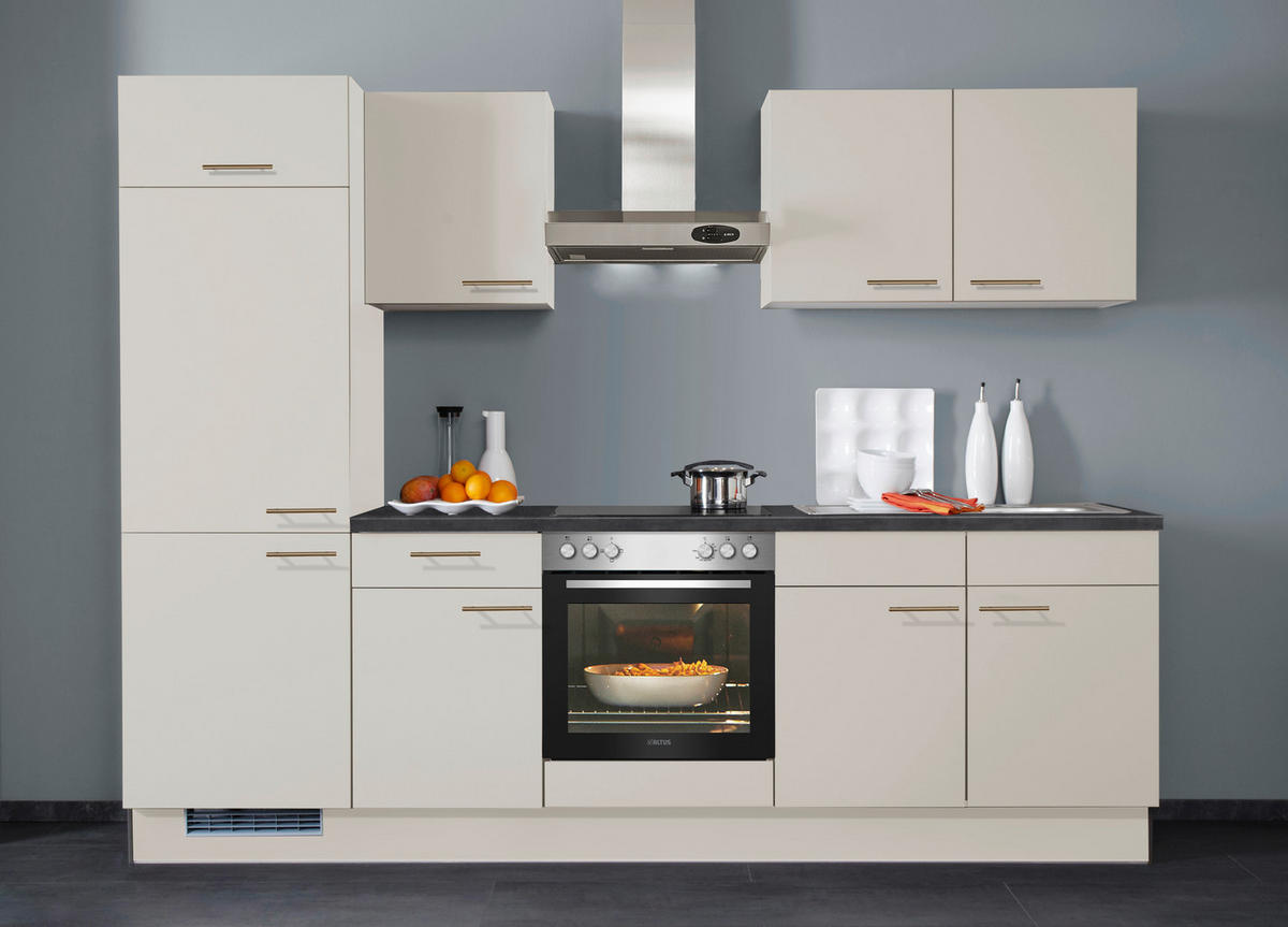 KÜCHENBLOCK 270 cm   in Kaschmir  - Kaschmir/Edelstahlfarben, Design, Holzwerkstoff/Metall (270cm) - Xora