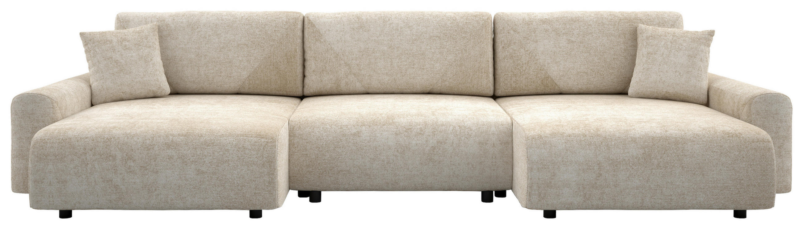 Wohnlandschaft inkl.Funktionen Beige Webstoff  - Beige/Schwarz, MODERN, Kunststoff/Textil (168/337/168cm) - Stylife