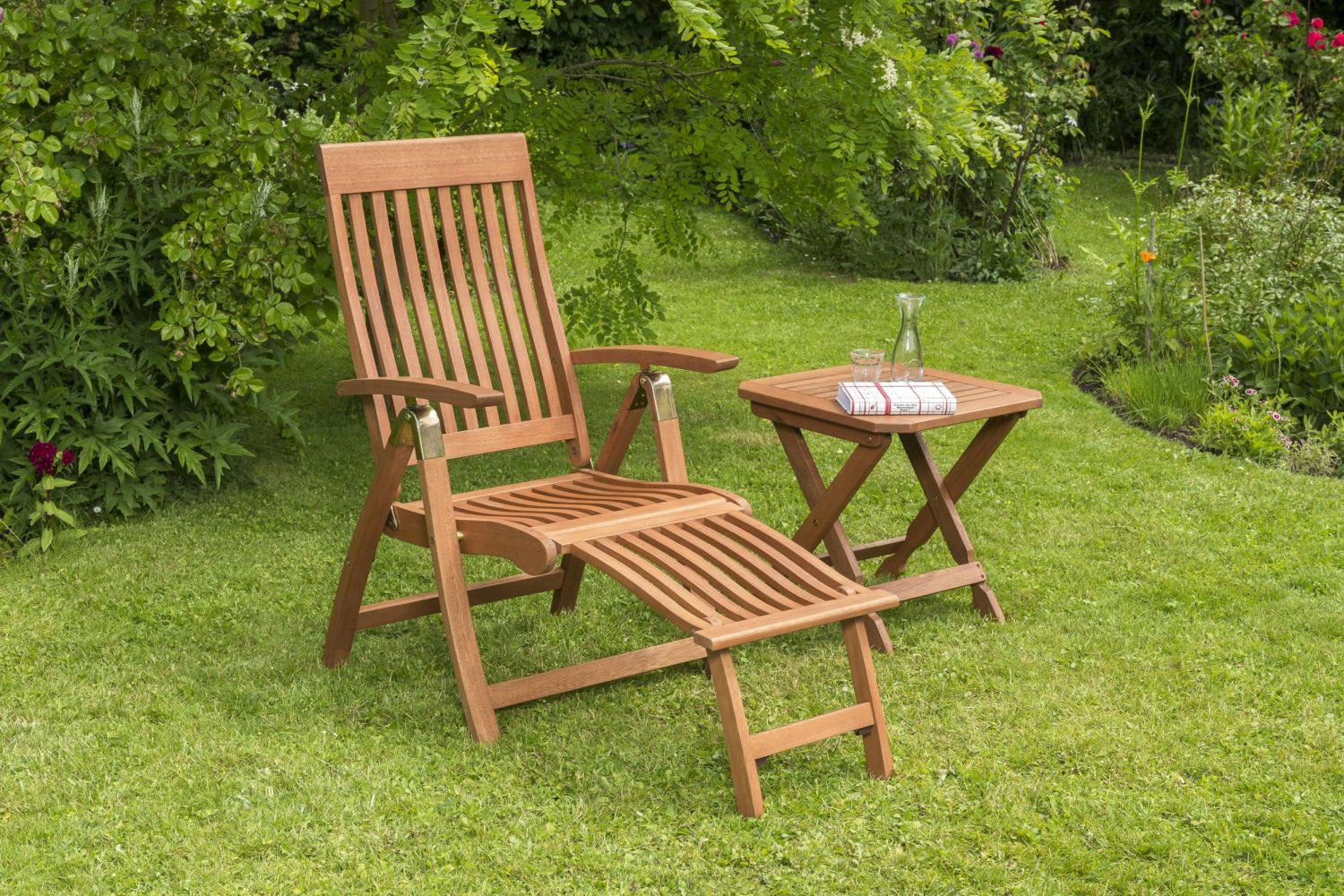 GARTENKLAPPSESSEL-SET Eukalyptusholz Naturfarben  - Naturfarben, ROMANTIK / LANDHAUS, Holz (49,5/43/48,5cm) - Gardenson