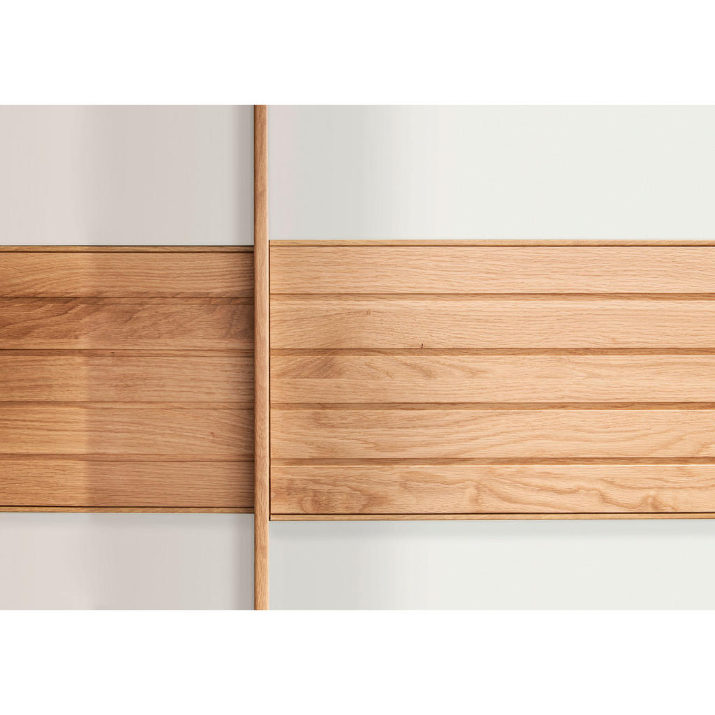 Thumbnail - Venda Schwebetürenschrank, Weiß, Eiche, Holzwerkstoff, Eiche, massiv, 6 Fächer, 300x217x67 cm, Beimöbel erhältlich, umfa...