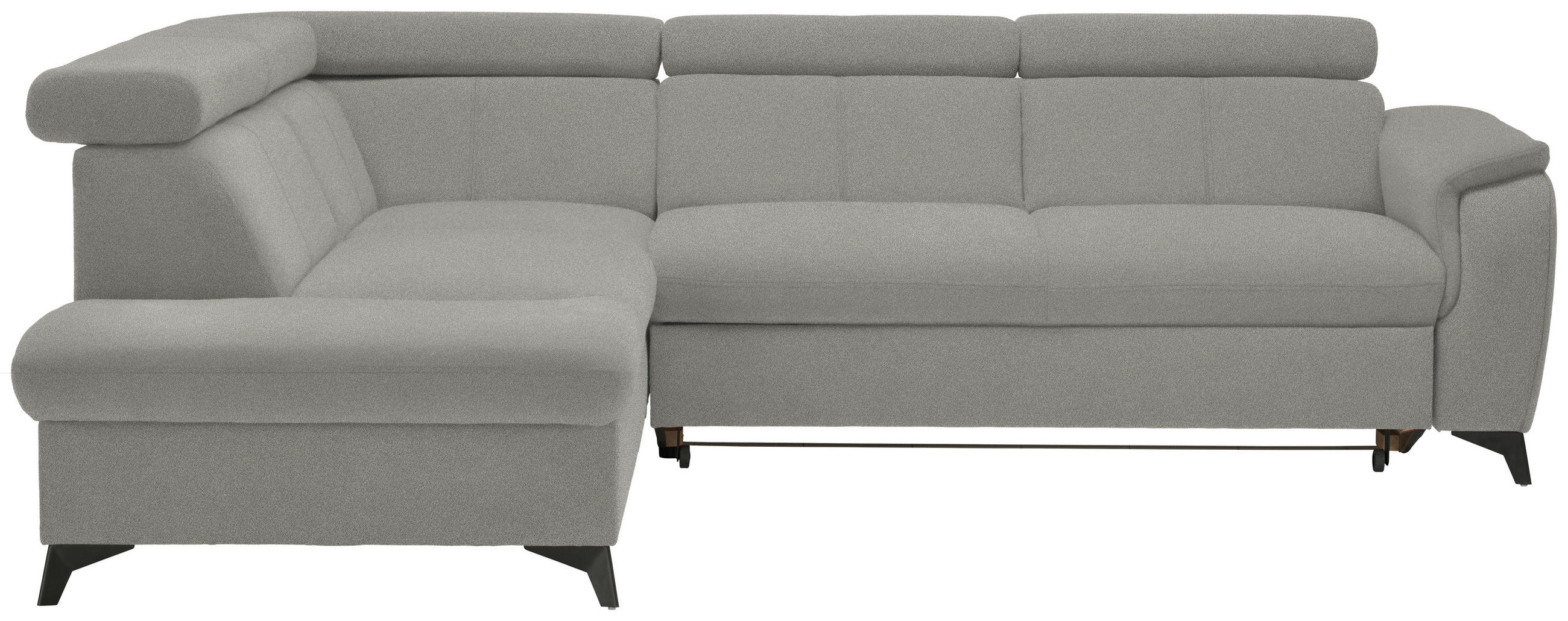ECKSOFA in Mikrofaser Hellgrau  - Hellgrau/Schwarz, Design, Textil/Metall (203/260cm) - Stylife