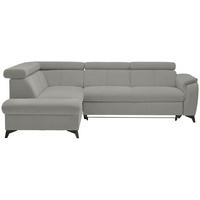 ECKSOFA in Mikrofaser Hellgrau  - Hellgrau/Schwarz, Design, Textil/Metall (203/260cm) - Stylife