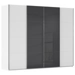 SCHWEBETÜRENSCHRANK 271/235/68 cm 4-türig Grau, Weiß  - Chromfarben/Weiß, KONVENTIONELL, Glas/Holzwerkstoff (271/235/68cm) - Novel