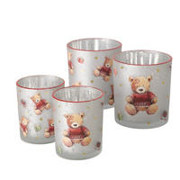 TEELICHTGLAS - Rot/Silberfarben, LIFESTYLE, Glas (9/10,5cm)