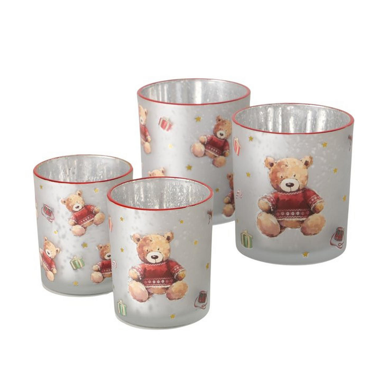 TEELICHTGLAS - Rot/Silberfarben, LIFESTYLE, Glas (9/10,5cm)