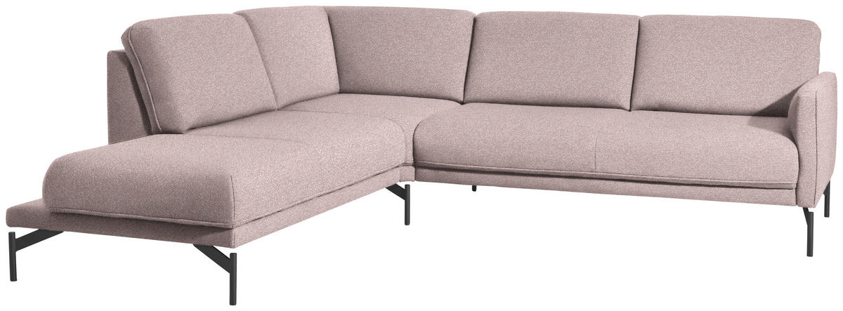 ECKSOFA in Struktur, Flachgewebe Rosa  - Anthrazit/Rosa, Design, Textil/Metall (230/254cm) - Johann Jakob