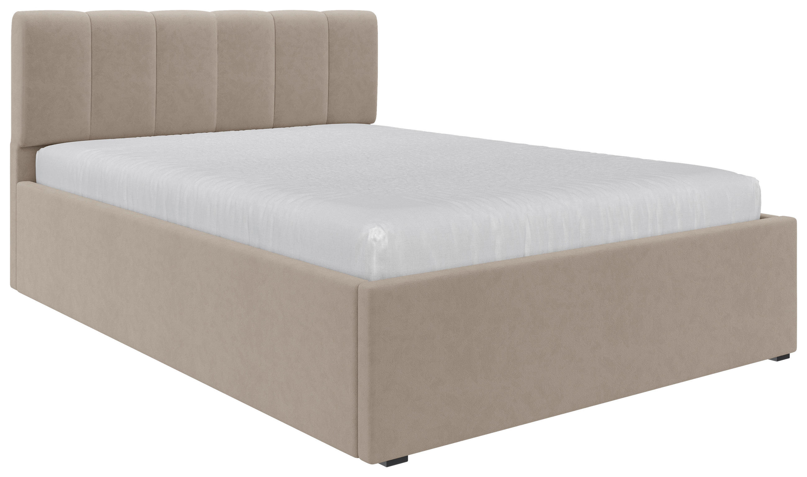 POLSTERBETT 140/200 cm,  in Hellbraun, Lattenrost, Bettkasten,  - Hellbraun/Schwarz, Design, Holz/Kunststoff (140/200cm) - Stylife