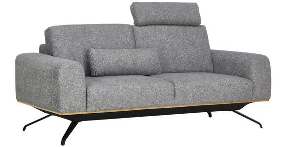 3-SITZER-SOFA Struktur Grau  - Schwarz/Grau, Design, Holz/Textil (196/85-104/95cm) - Novel