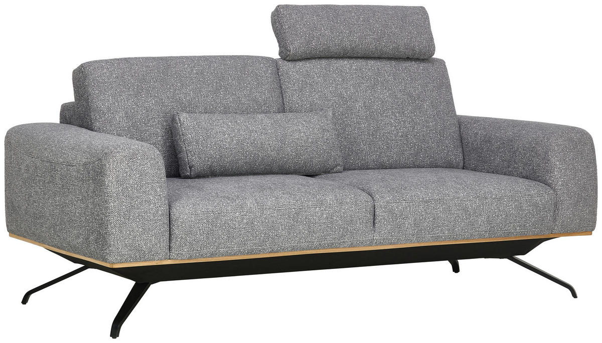 3-SITZER-SOFA Struktur Grau  - Schwarz/Grau, Design, Holz/Textil (196/85-104/95cm) - Novel