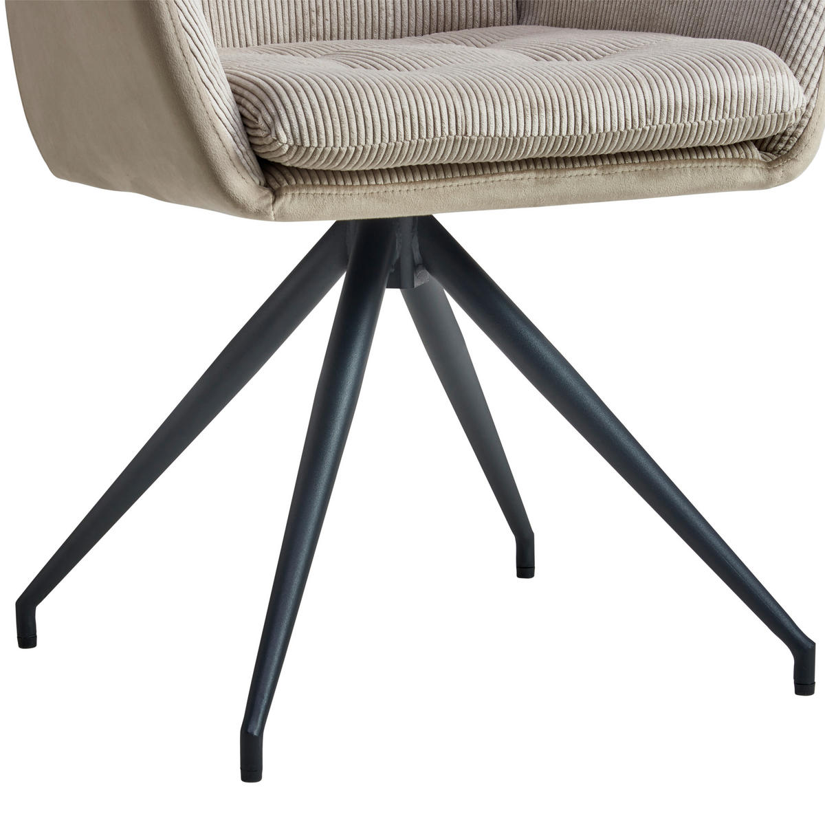ARMLEHNSTUHL  in Eisen Webstoff, Cord, Samt  - Beige/Schwarz, LIFESTYLE, Textil/Metall (60/94/64cm) - MID.YOU
