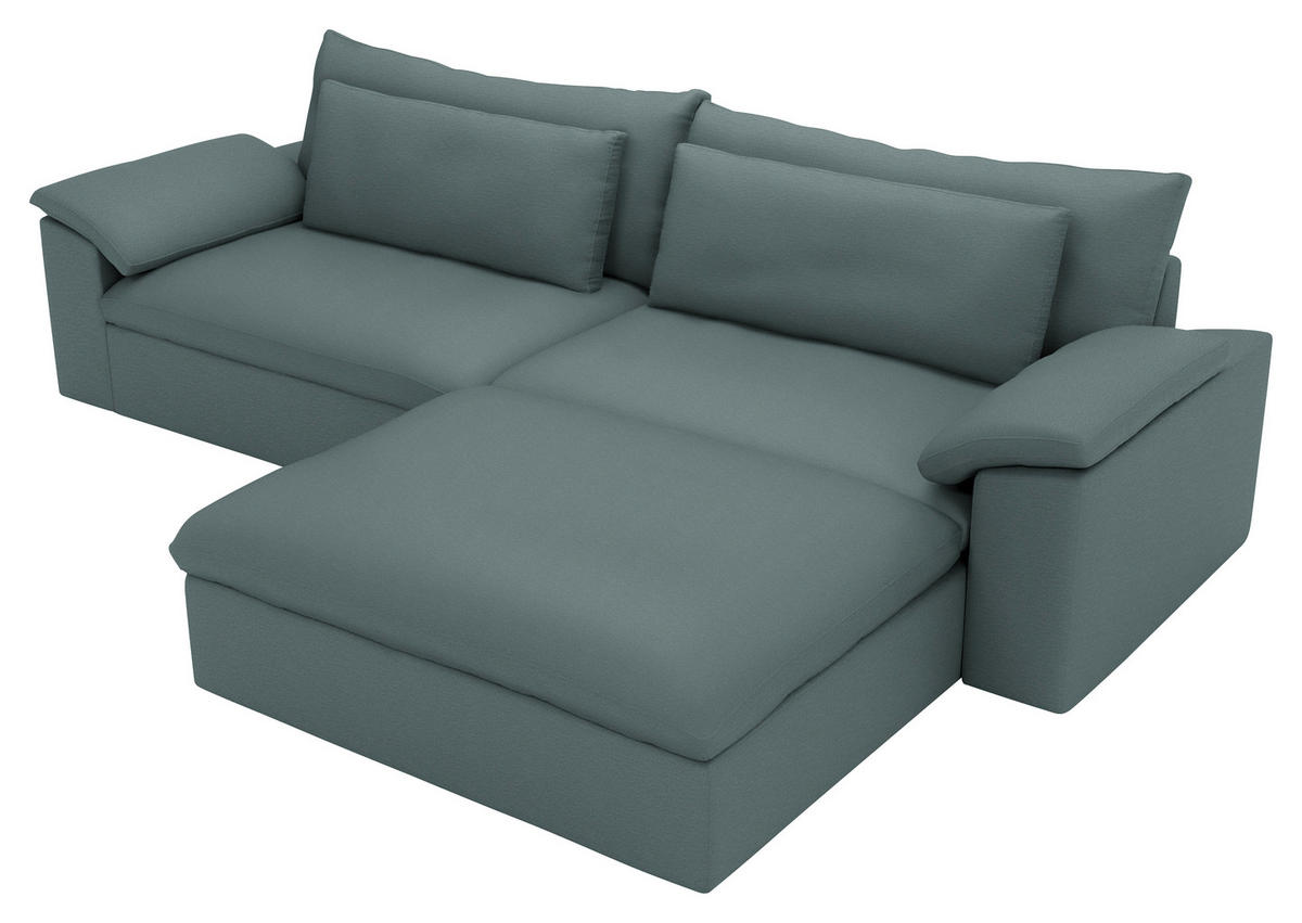 ECKSOFA  Chenille Blaugrau  - Blaugrau/Schwarz, Modern, Kunststoff/Textil (306/198cm) - Carryhome