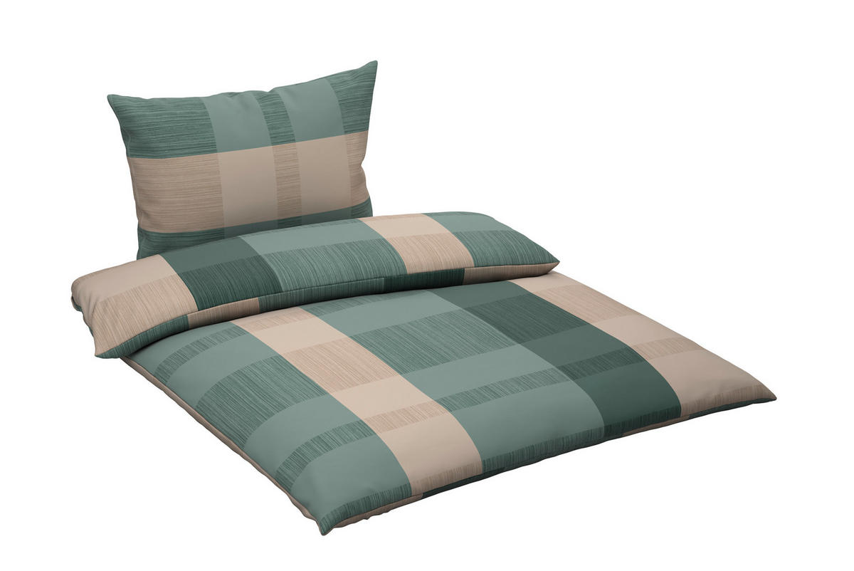 BETTWÄSCHE 2-teilig 140/200 cm  - Beige/Grün, KONVENTIONELL, Textil (140/200cm) - Esposa