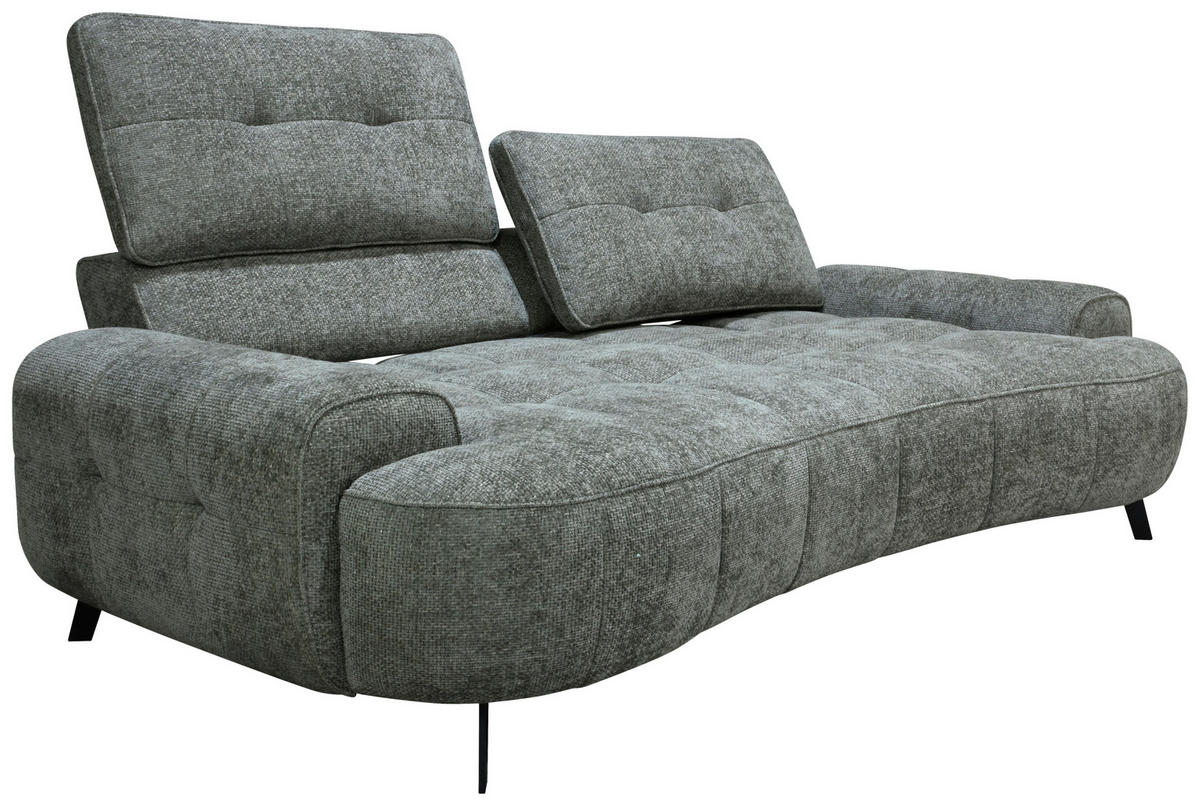 2-SITZER-SOFA Chenille Grau  - Schwarz/Grau, Design, Kunststoff/Textil (230/84/104/111/122cm) - Livetastic