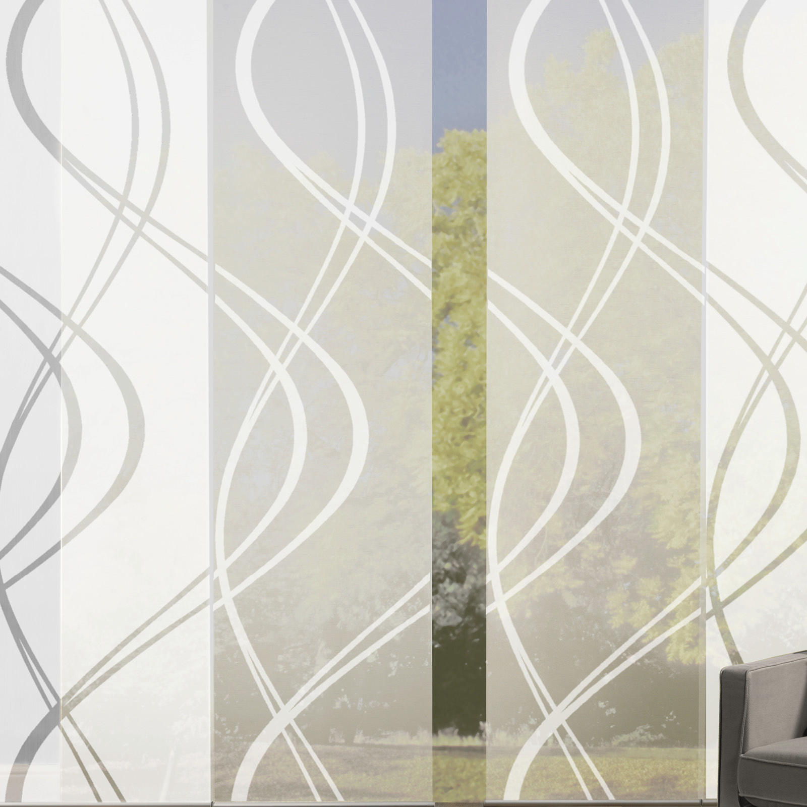 FLÄCHENVORHANG TIBERIO, 4-TLG.  4 Stück  halbtransparent   4x60/245 cm  - Weiß, MODERN, Textil (4x60/245cm)