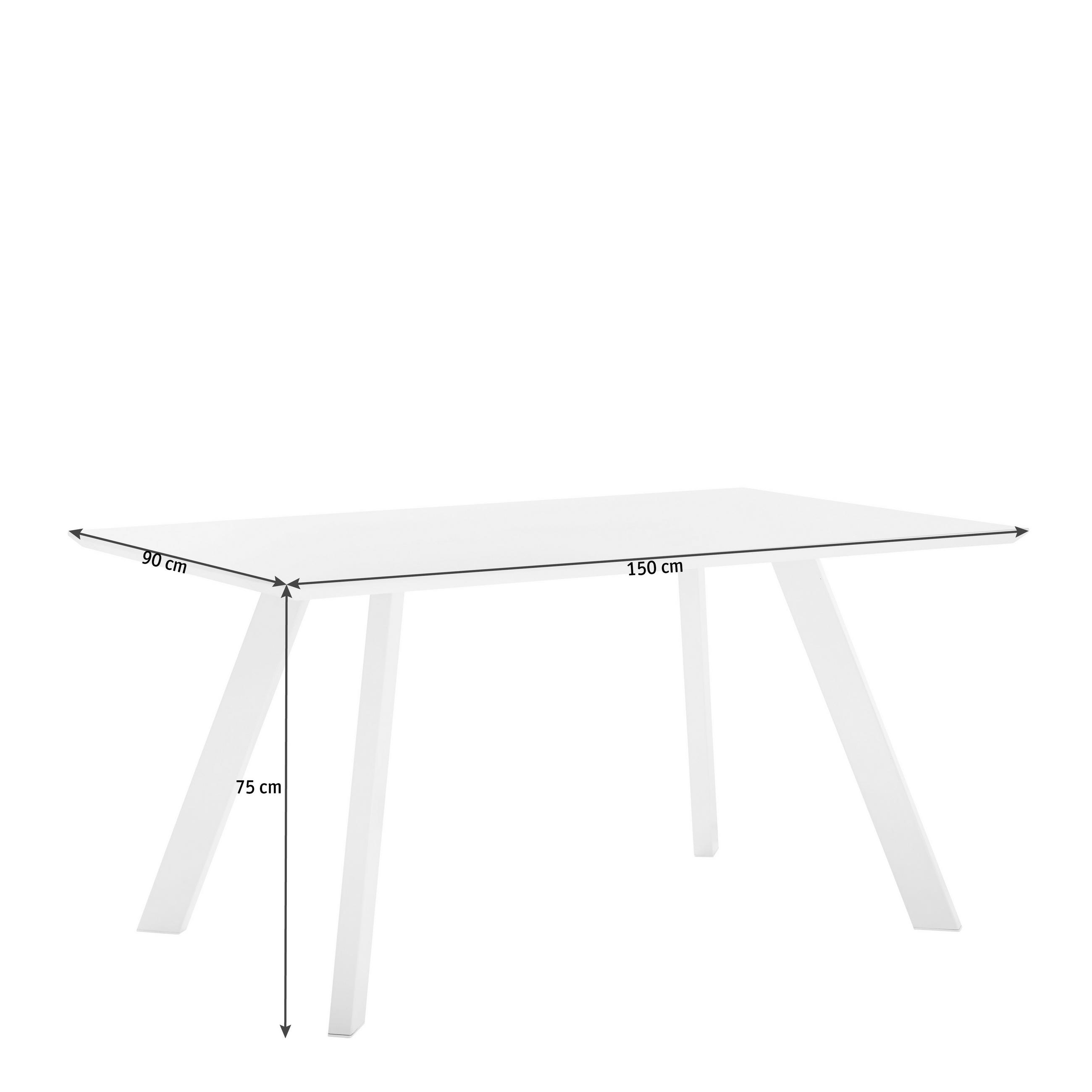 TRPEZARIJSKI STO  bela   - bela, Dizajnerski, metal/pločasti materijal (150/90/75cm) - Boxxx