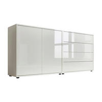 SIDEBOARD Mailand Set 3  in 158/73/33 cm  - Weiß Hochglanz/Schwarz, MODERN, Holzwerkstoff/Kunststoff (158/73/33cm) - MID.YOU