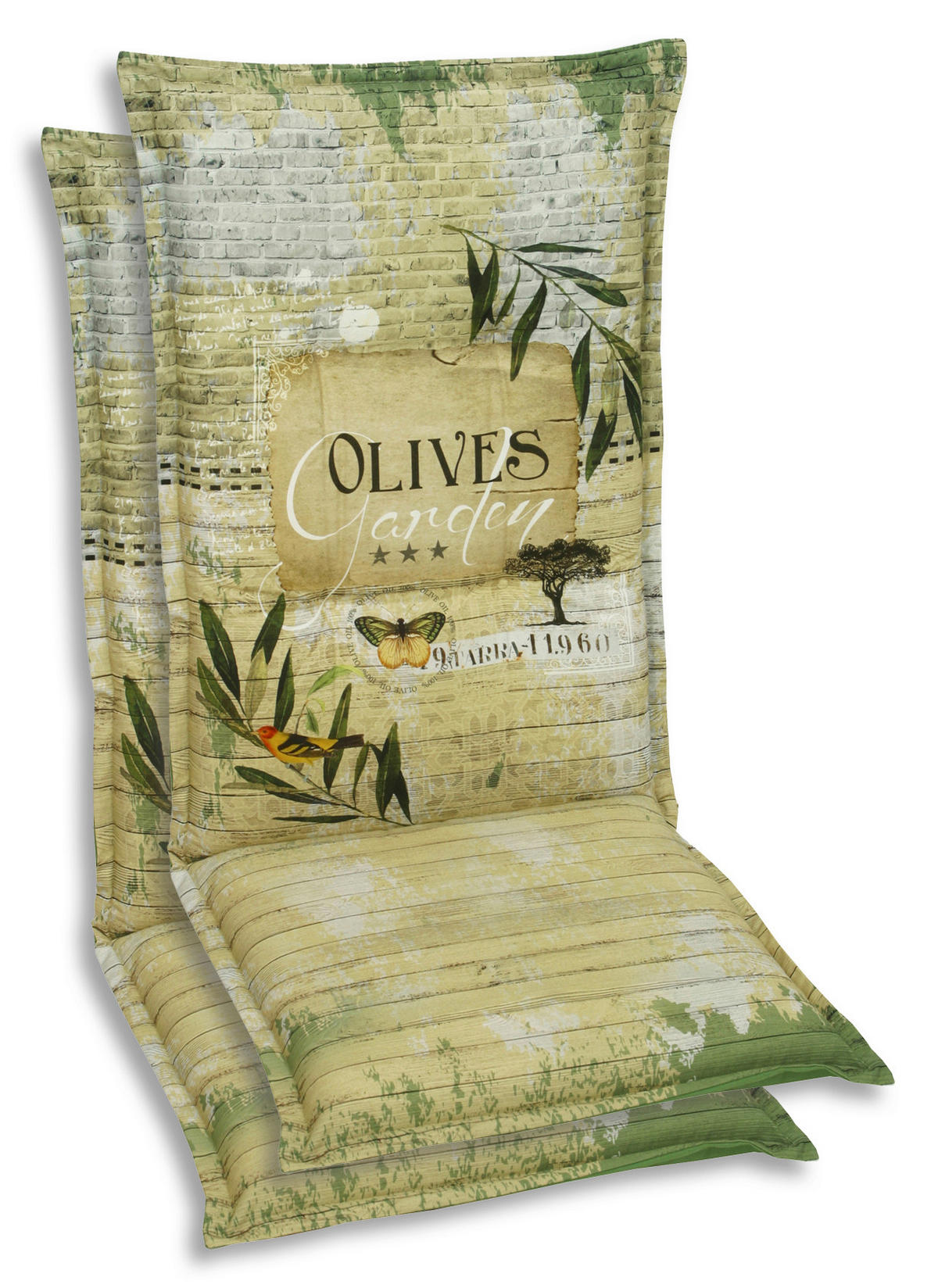 SESSELAUFLAGENSET Floral  - Dunkelgrün/Hellgrün, Basics, Textil (50/7/120cm)