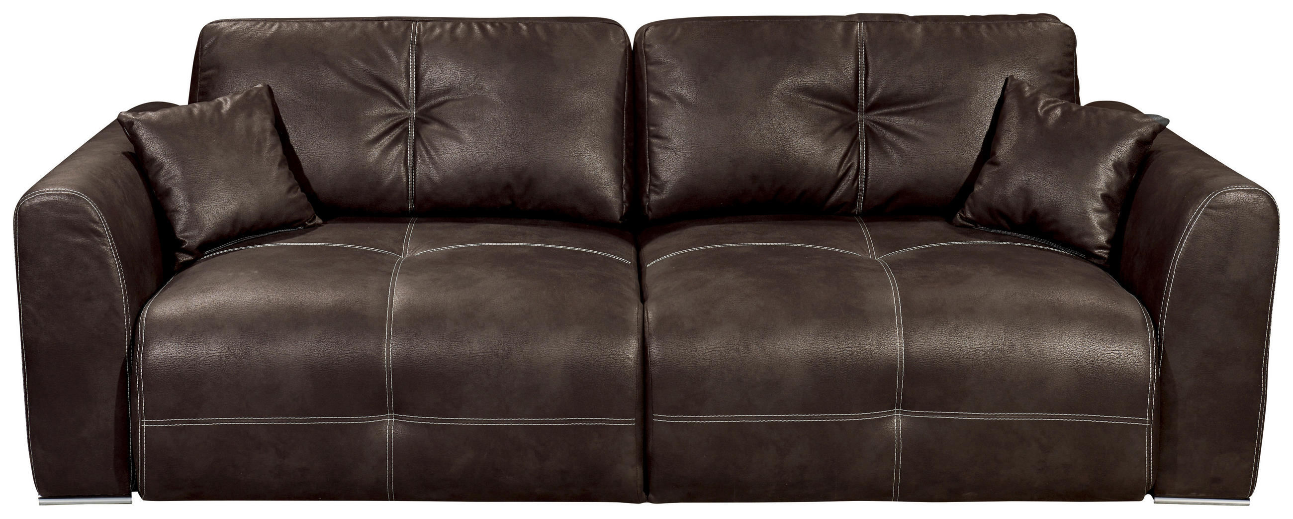 SCHLAFSOFA  mit Mikrovelours Braun  - Chromfarben/Hellbraun, MODERN, Kunststoff/Textil (245/85/115cm) - Livetastic