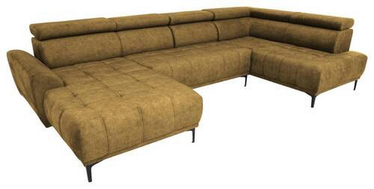 WOHNLANDSCHAFT in Velours Gelb, Goldfarben  - Gelb/Goldfarben, Design, Textil/Metall (172/340/191cm) - Stylife