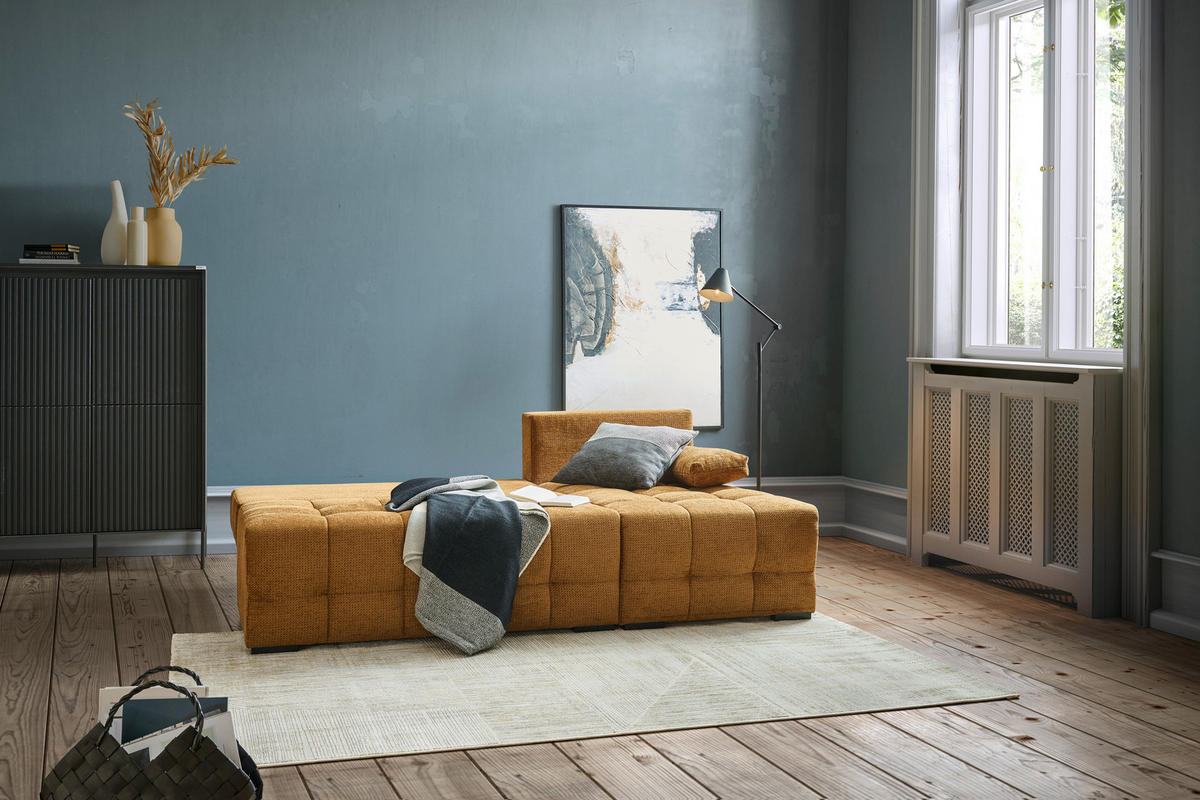 ECKSOFA Rostfarben Chenille  - Rostfarben/Schwarz, MODERN, Kunststoff/Textil (204/145cm) - home24