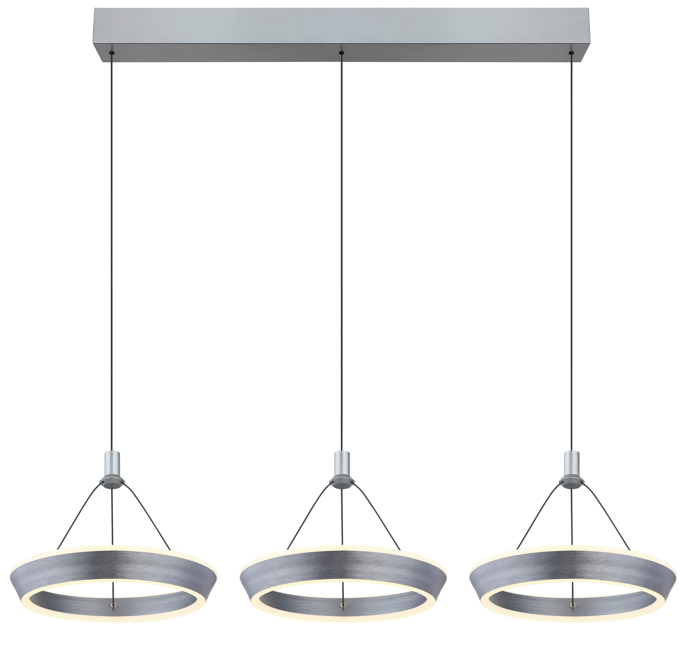 LED-HÄNGELEUCHTE 97,5/30,4/200 cm    - Titanfarben/Opal, Design, Kunststoff/Metall (97,5/30,4/200cm) - Globo