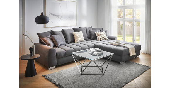 ECKSOFA in Mikrofaser Anthrazit  - Chromfarben/Anthrazit, Design, Kunststoff/Textil (320/226cm) - Carryhome