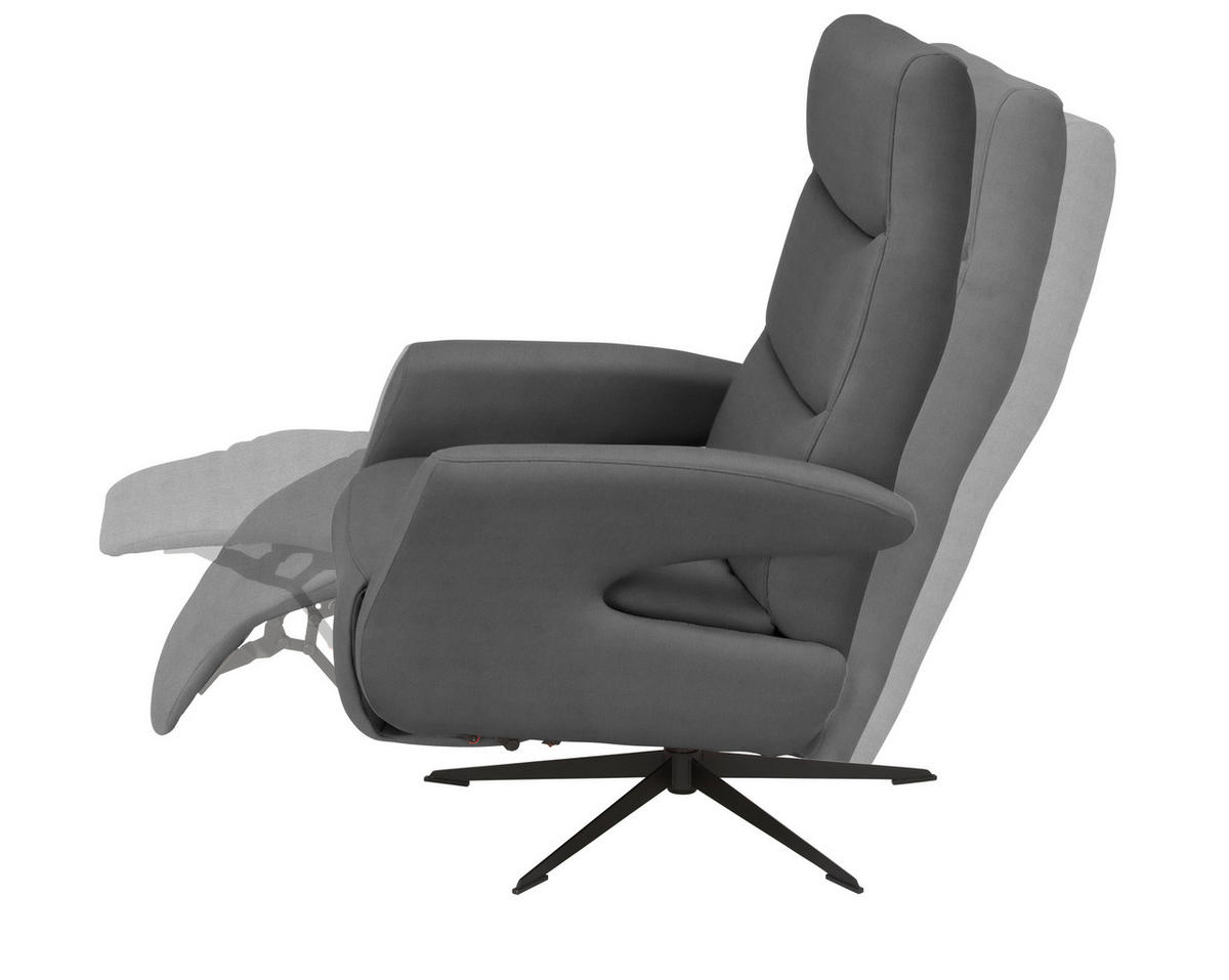 RELAXSESSEL Mikrofaser Relaxfunktion    - Schwarz/Grau, Design, Textil/Metall (75/106/89cm) - Welnova