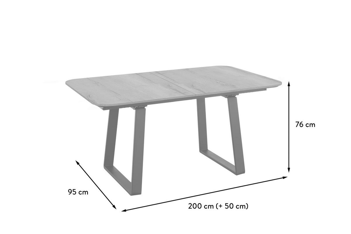ESSTISCH Schwarz rechteckig  ausziehbar, in verschiedenen Größen erhältlich, in verschiedenen Holzdekoren erhältlich  - Schwarz, Basics, Holzwerkstoff/Metall (200-250/95/76cm) - Celina Home