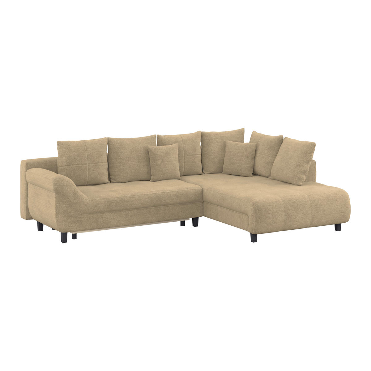 ECKSOFA Chenille, Struktur Beige  - Beige/Schwarz, Konventionell, Textil (309/197cm) - MID.YOU