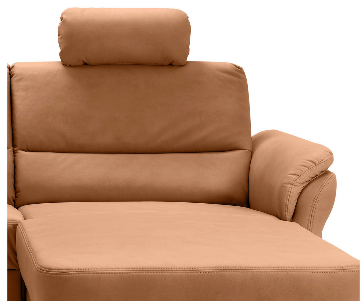 ECKSOFA in Lederlook Cognac  - Cognac/Schwarz, MODERN, Holz/Textil (279/176cm) - Livetastic