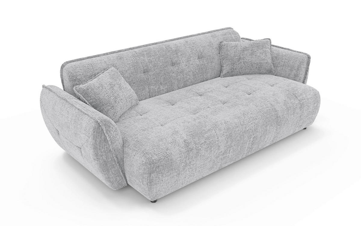 VIERSITZER-SOFA Nelia Chenille Hellgrau  - Hellgrau/Schwarz, Design, Kunststoff/Textil (250/81/114cm) - P & B