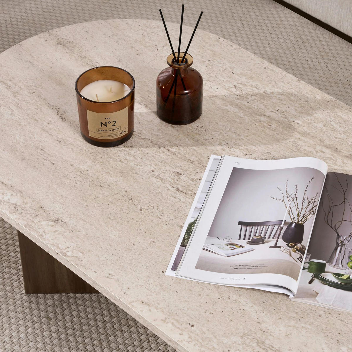 COUCHTISCH Holzwerkstoff   - Elfenbein/Walnussfarben, Design, Holzwerkstoff (119/40/60cm) - MID.YOU