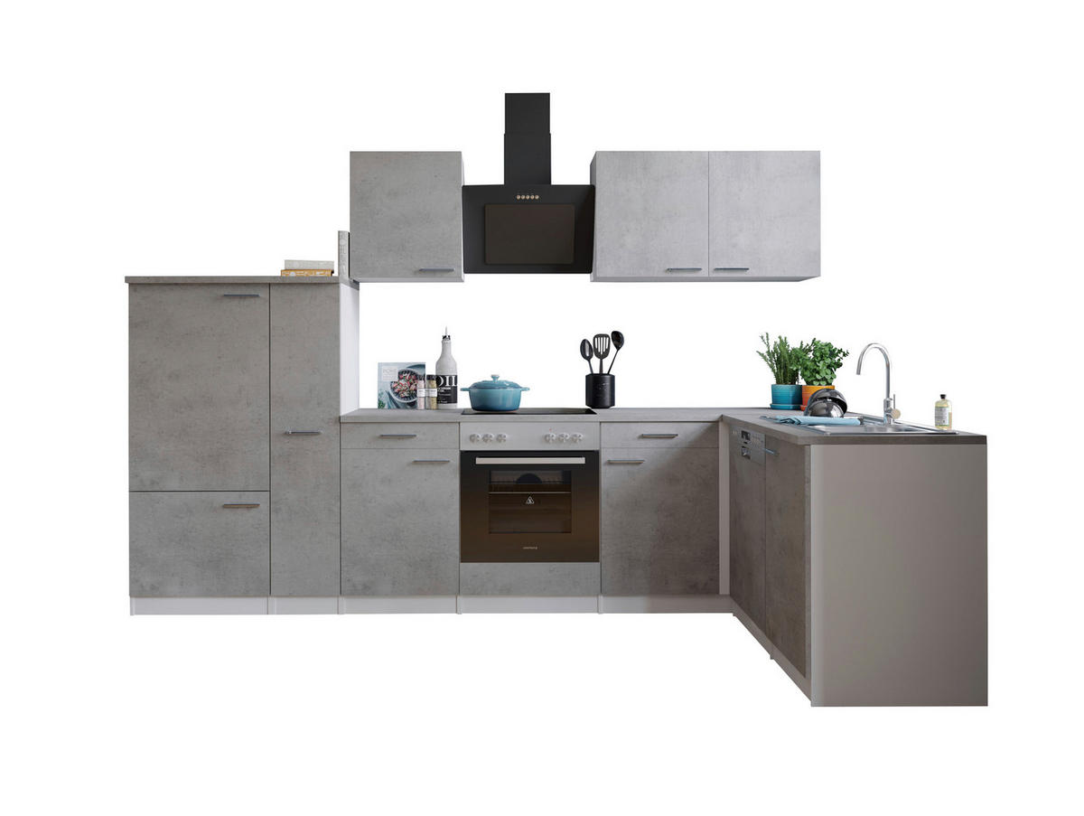 HÖRNKÖK 310/172 cm  i grå, vit  - stålfärgad/vit, Basics, metall/trämaterial (310/172cm) - Respekta