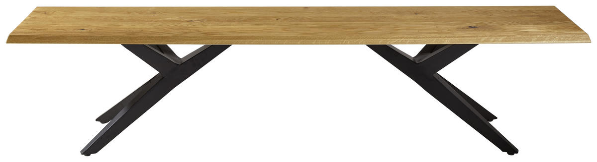 SITZBANK 200/46/40 cm Schwarz, Eichefarben Eiche massiv Metall  - Eichefarben/Schwarz, Design, Holz/Metall (200/46/40cm) - Musterring