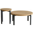 COUCHTISCHSET in Metall, Holzwerkstoff 80/80/38 cm  - Eichefarben/Schwarz, Design, Holzwerkstoff/Metall (80/80/38cm) - Carryhome