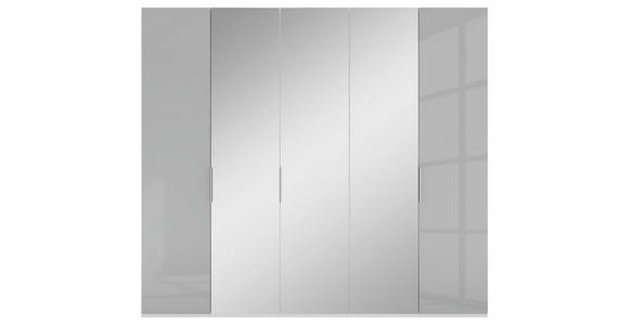DREHTÜRENSCHRANK 250/223/62 cm 5-türig Grau, Weiß - Alufarben/Weiß, KONVENTIONELL, Glas/Holzwerkstoff (250/223/62cm) - Novel