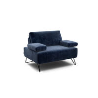 SESSEL Samt Dunkelblau    - Schwarz/Dunkelblau, Design, Textil/Metall (114-142/85/86-94cm) - SENSOO