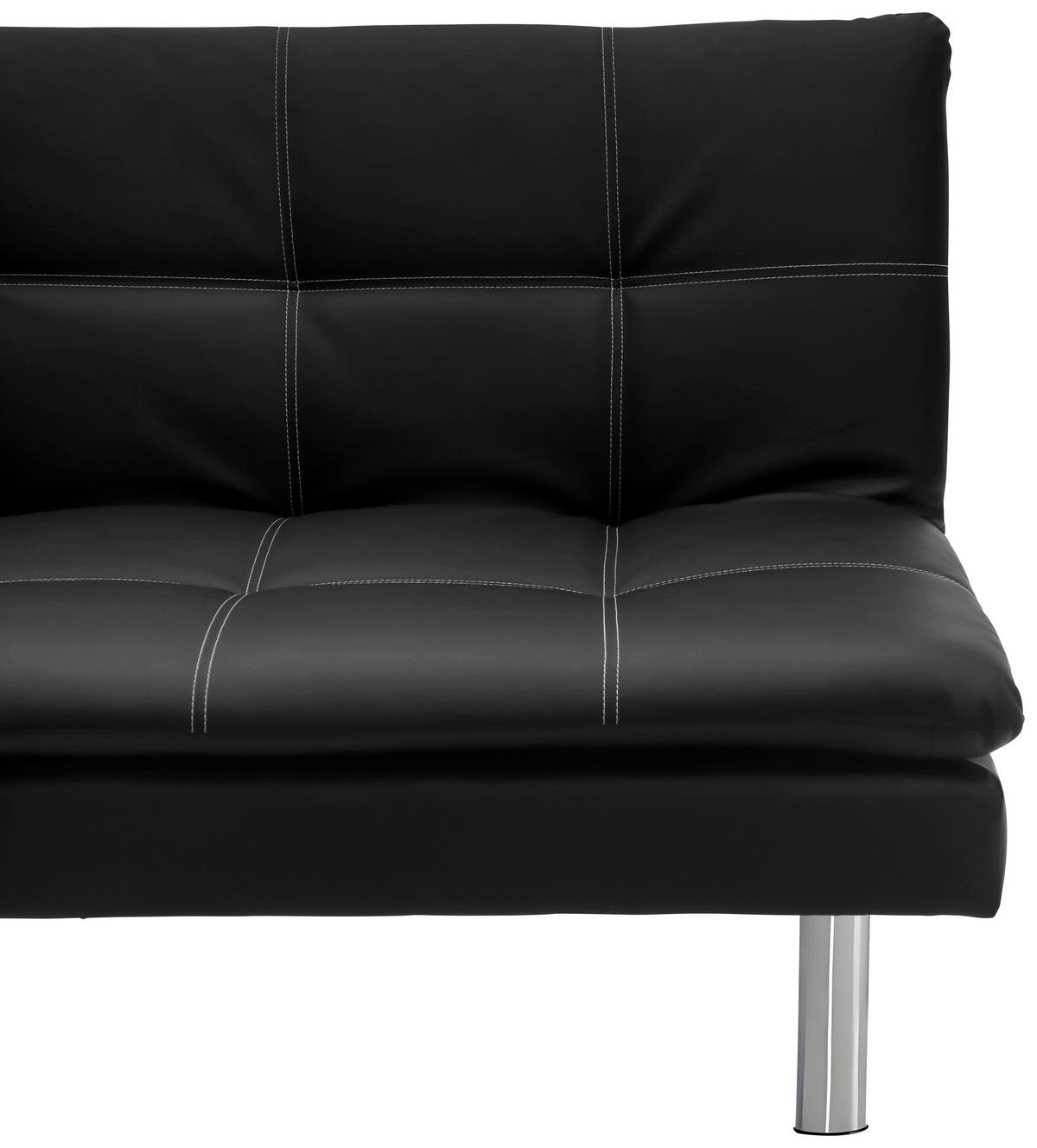 SCHLAFSOFA Lederlook Schwarz  - Silberfarben/Schwarz, Design, Textil/Metall (180/78/93cm) - P & B