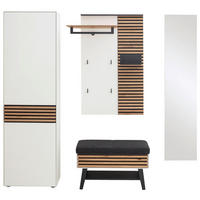 GARDEROBE 4-teilig  in 214/196/41 cm  - Eichefarben/Weiß, Design, Glas/Holz (214/196/41cm) - Schöner Wohnen
