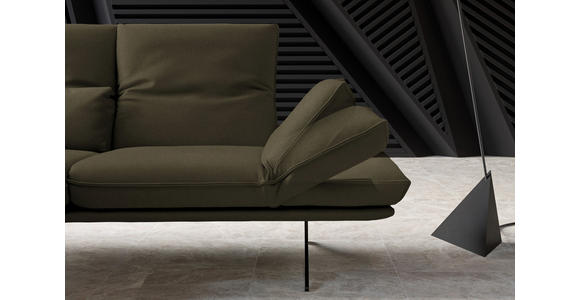 ECKSOFA in Echtleder Olivgrün  - Gelb/Schwarz, Design, Leder/Metall (130/210cm) - Dieter Knoll