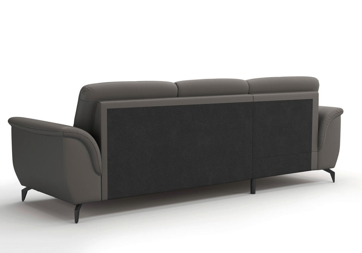 ECKSOFA ZORA E Mokka Kombination Echtleder/Stoff Vliesstoff  - Schwarz/Mokka, MODERN, Leder/Textil (164/262cm) - Sit & More