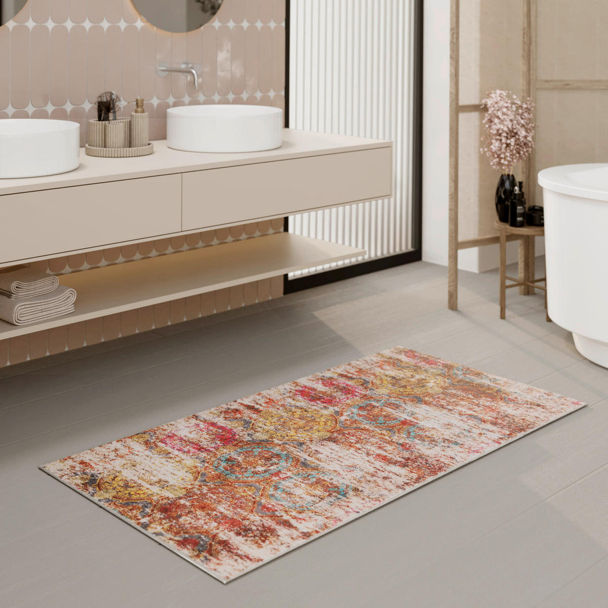 BADTEPPICH Multicolor 55/65 cm  - Multicolor, Basics, Kunststoff/Textil (55/65cm) - WECON HOME BASIC